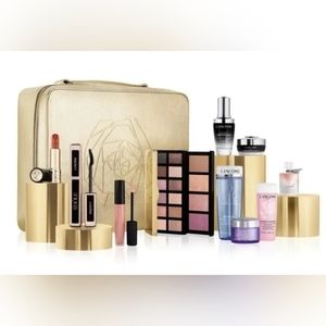 Lancome 2022 Holiday Beauty Box - includes 10 products and gold vanity case -NIB
